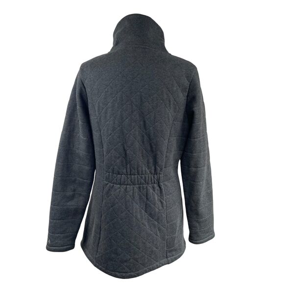 The North Face Gray Long Jacket Sz M Turtleneck Quilted Fleece Lined Zip Pockets - Picture 6 of 13